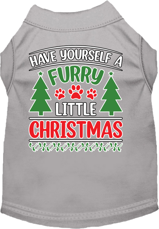 Furry Little Christmas Screen Print Dog Shirt Grey Size Xs