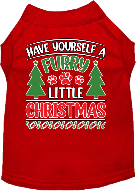 Furry Little Christmas Screen Print Dog Shirt Red Size 4x