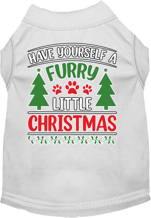 Furry Little Christmas Screen Print Dog Shirt White Size 4x