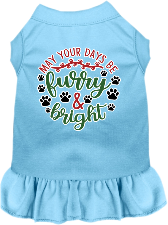 Furry And Bright Screen Print Dog Dress Baby Blue Size Xxxl