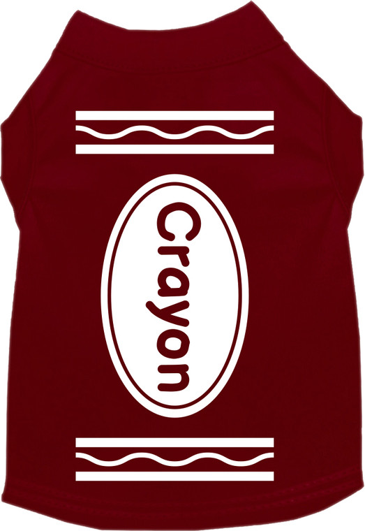 Crayon Costume Screen Print Dog Shirt Maroon Size Xxxl