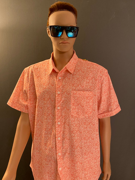 short-sleeved peach shirt for men