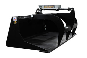 A Tomahawk Attachments 66 inch One-Cylinder Grapple Bucket.