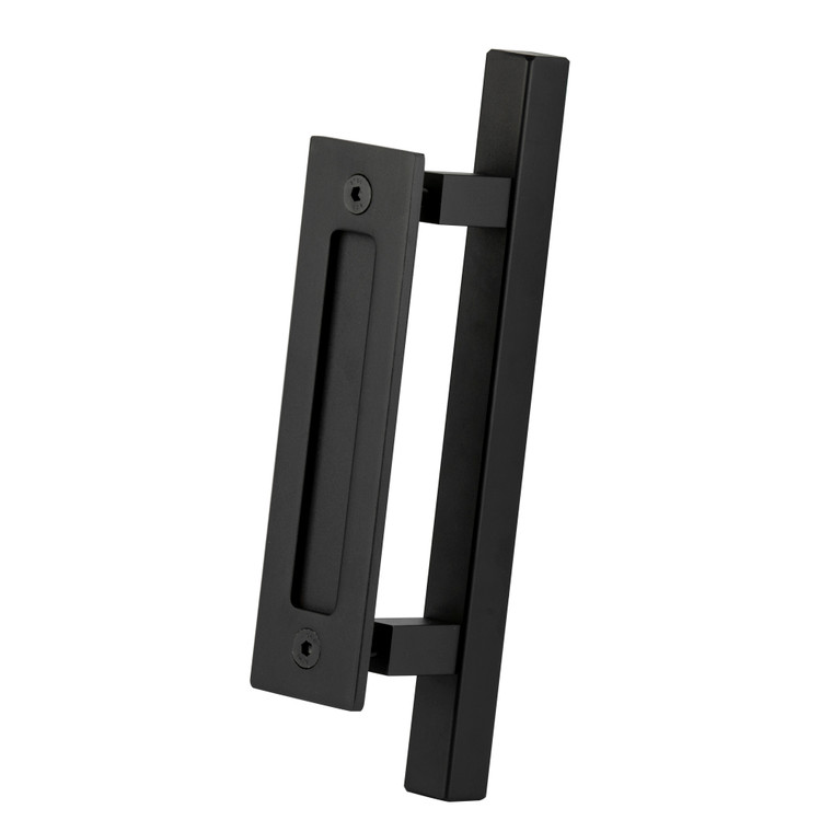 Integrated Pull Handle & Flush Pull Set Matt Black