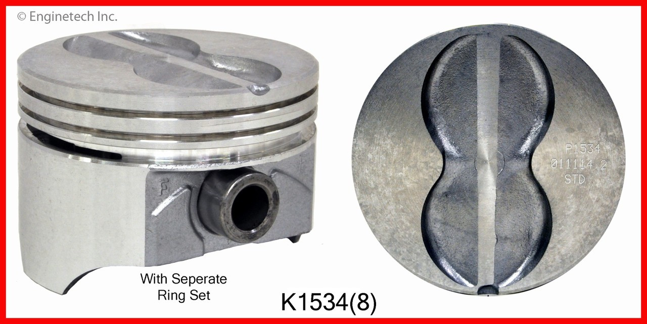 1985 Chevrolet Impala 5.7L Engine Piston and Ring Kit K1534(8) -2970