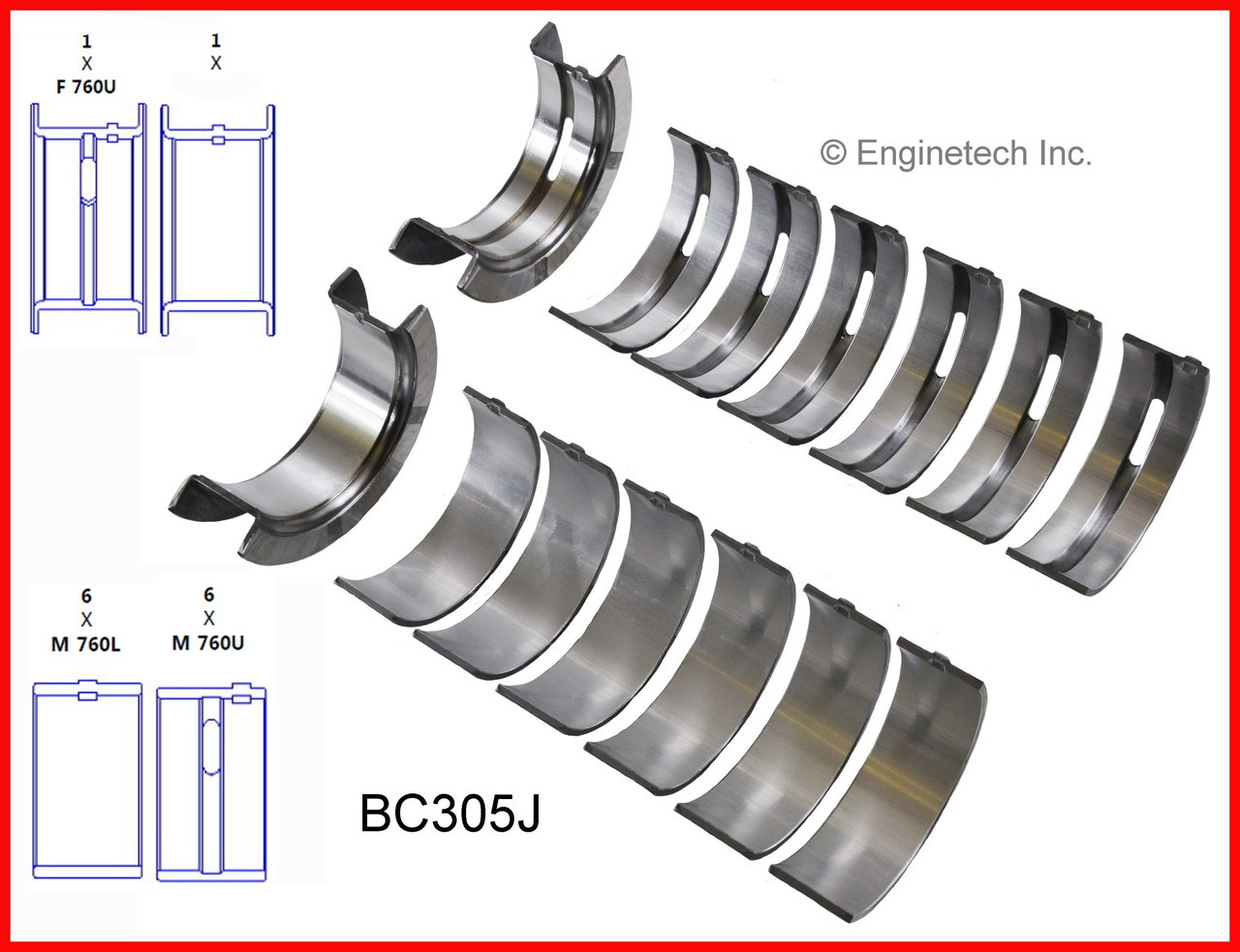 Engine Crankshaft Main Bearing Set - Kit Part - BC305J