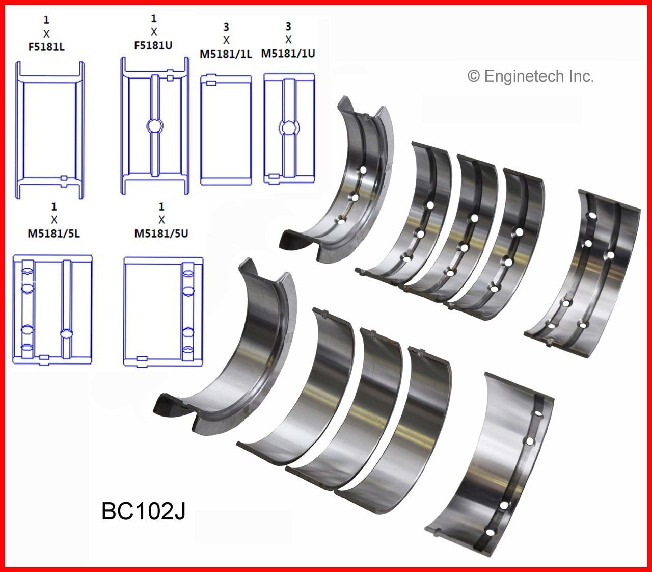 Engine Crankshaft Main Bearing Set - Kit Part - BC102J