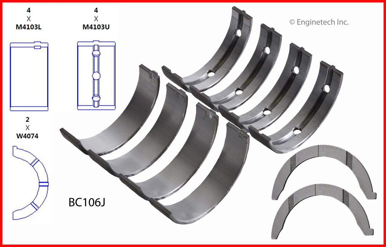 Engine Crankshaft Main Bearing Set - Kit Part - BC106J