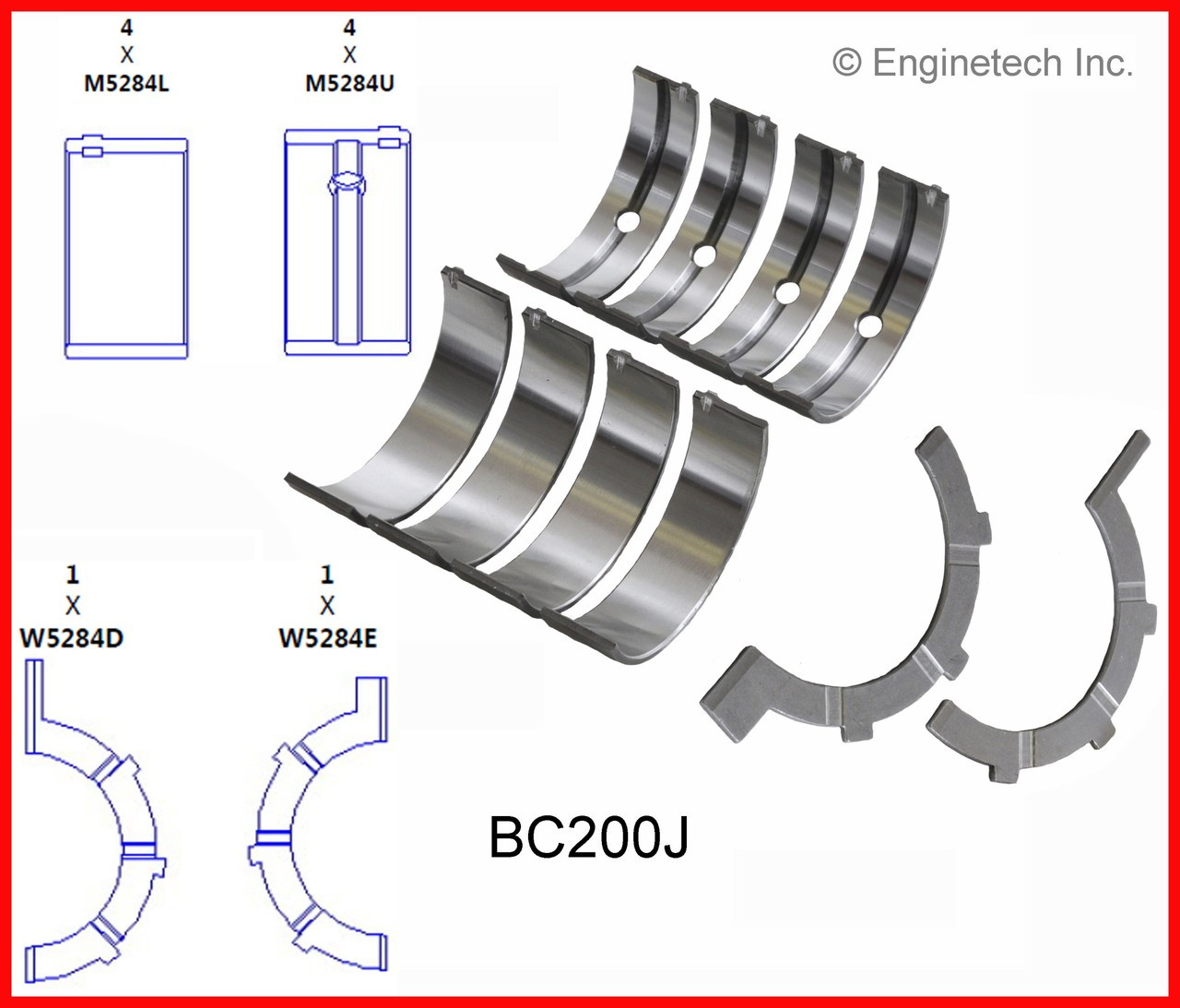 Engine Crankshaft Main Bearing Set - Kit Part - BC200J