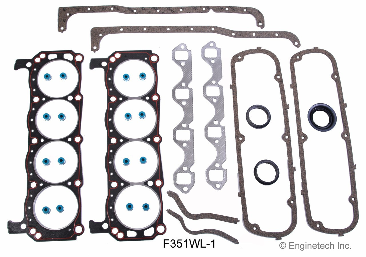 1990 Ford E-150 Econoline 5.8L Engine Gasket Set F351WL-1.P24