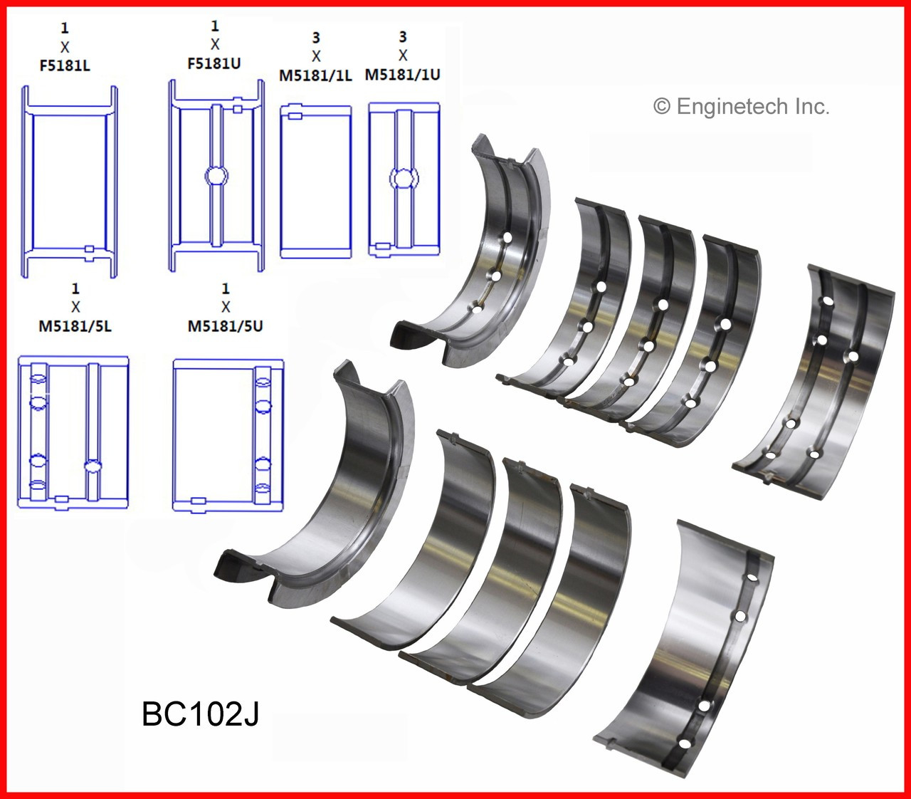 1996 Chevrolet K2500 6.5L Engine Crankshaft Main Bearing Set BC102J.P2064