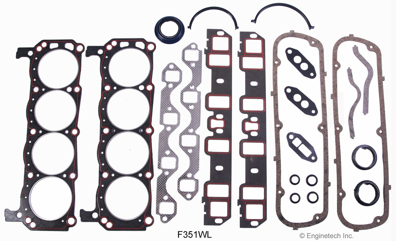 1987 Ford E-150 Econoline 5.8L Engine Gasket Set F351WL -2