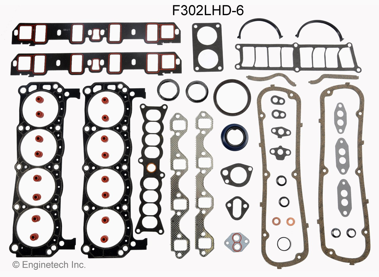 1990 Ford E-150 Econoline Club Wagon 5.0L Engine Gasket Set F302LHD-6 -72