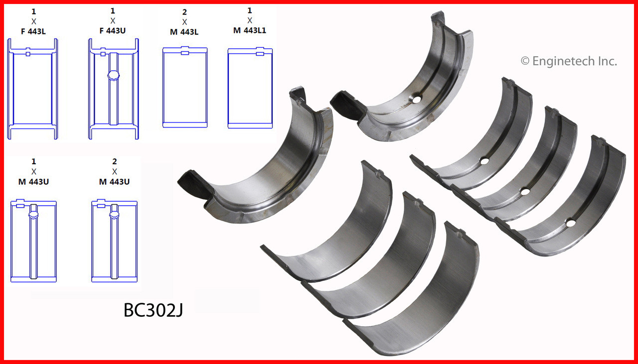 1988 Pontiac Bonneville 3.8L Engine Crankshaft Main Bearing Set BC302J -1560