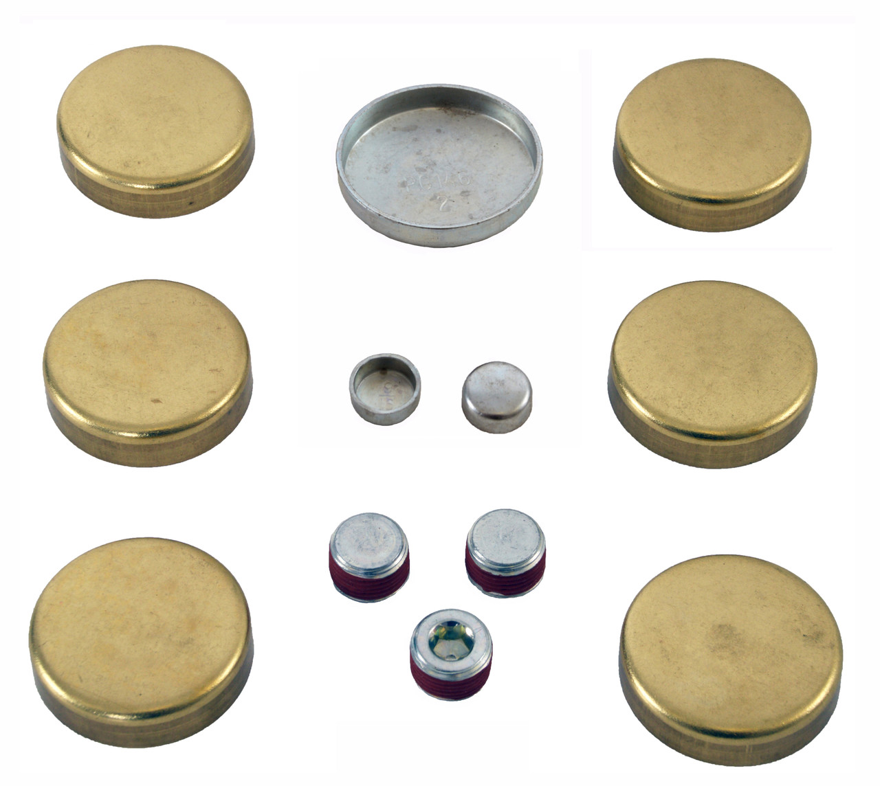 Brass Freeze Plug Kit - GM Cadillac 6.0L 368 7.0L 425 7.7L 472 8.2L 500 - Enginetech PK21B