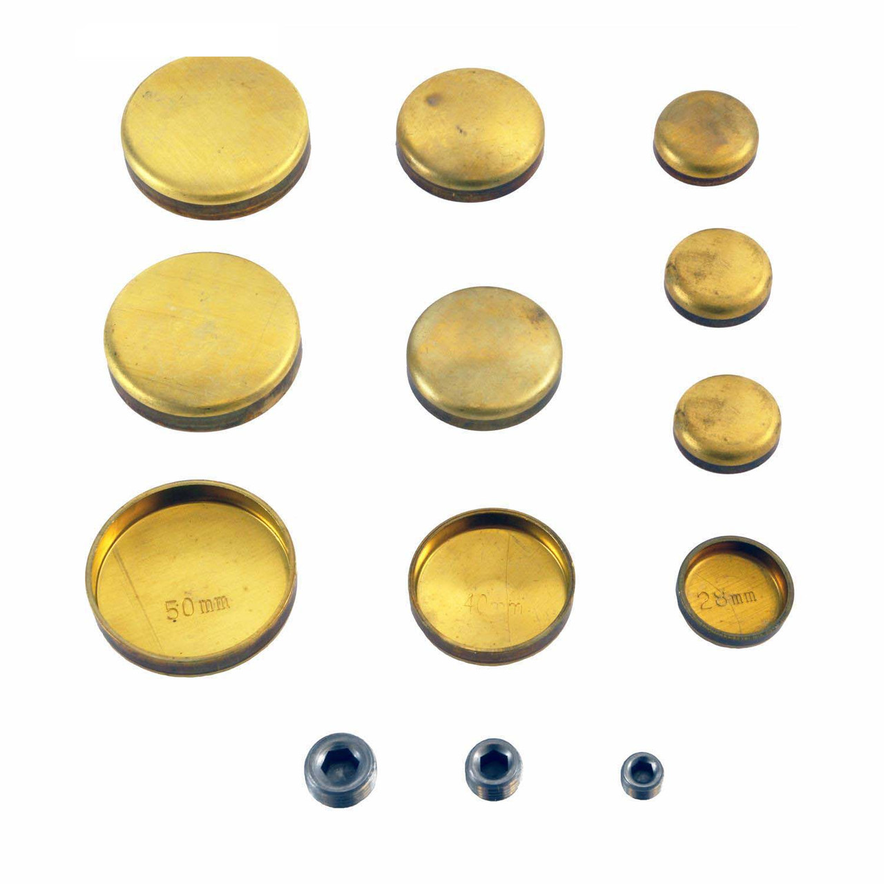 Brass Freeze Plug Kit - Chrysler Dodge Mazda Mitsubishi 2.6L G54B AM1 - Enginetech PK49B