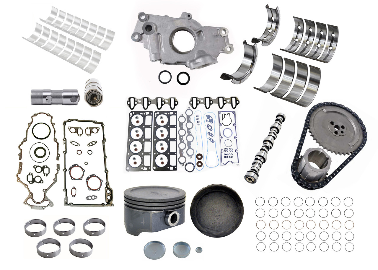Engine Master Rebuild Kit (Premium) - GM Chevrolet 5.3L 325 With Dish Top & Press Fit Pist Pin - Enginetech MKC325P