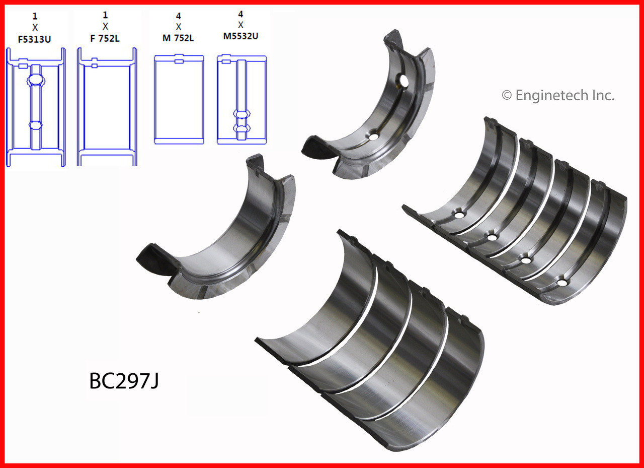 1990 GMC Safari 2.5L Engine Crankshaft Main Bearing Set BC297J -704