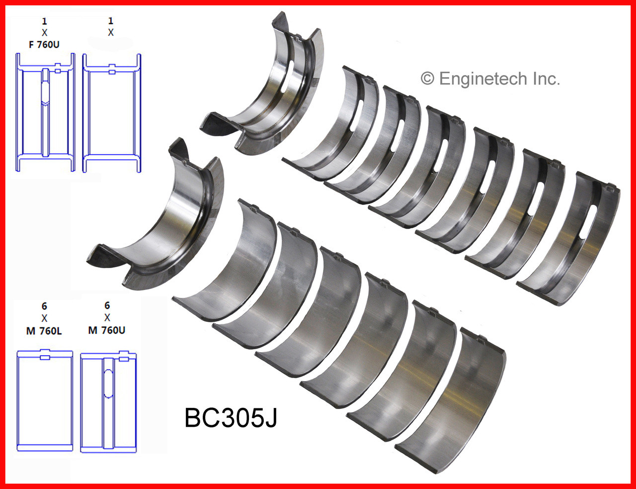 1992 Ford F-350 4.9L Engine Crankshaft Main Bearing Set BC305J -2940