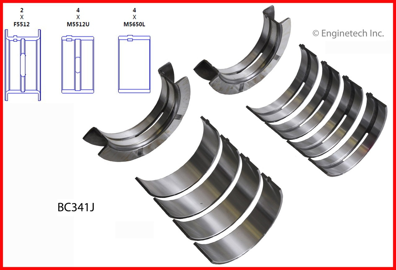1986 Ford E-250 Econoline Club Wagon 7.5L Engine Crankshaft Main Bearing Set BC341J -1176