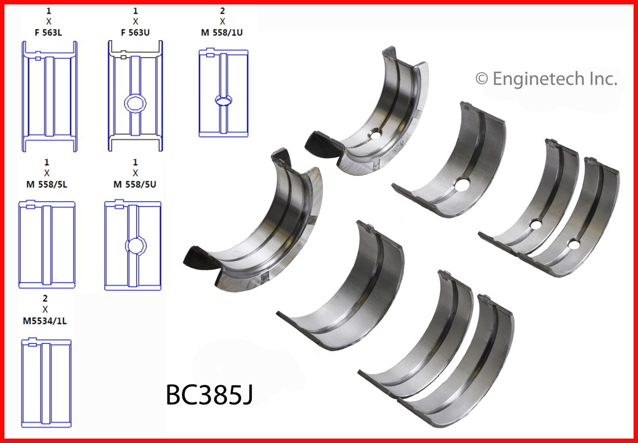 1994 Dodge B150 3.9L Engine Crankshaft Main Bearing Set BC385J -132
