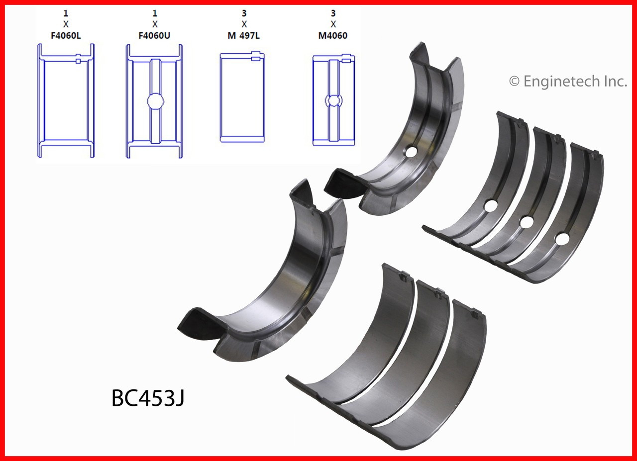 1992 Chrysler Town & Country 3.3L Engine Crankshaft Main Bearing Set BC453J -84