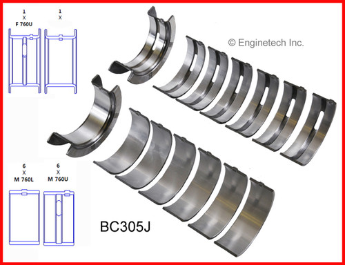 1994 Ford E-350 Econoline Club Wagon 4.9L Engine Crankshaft Main Bearing Set BC305J.P3015