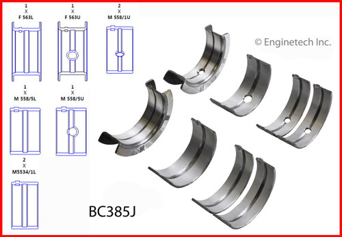 1991 Dodge W150 3.9L Engine Crankshaft Main Bearing Set BC385J.P88