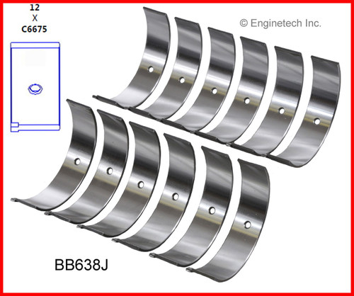 2005 Dodge Grand Caravan 3.8L Engine Connecting Rod Bearing Set BB638J.P561