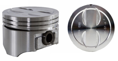 Piston Set - GM Chevrolet 4.3L 265 5.0L 305 Dish Top Shallow Oil Ring - Enginetech P3042(8)
