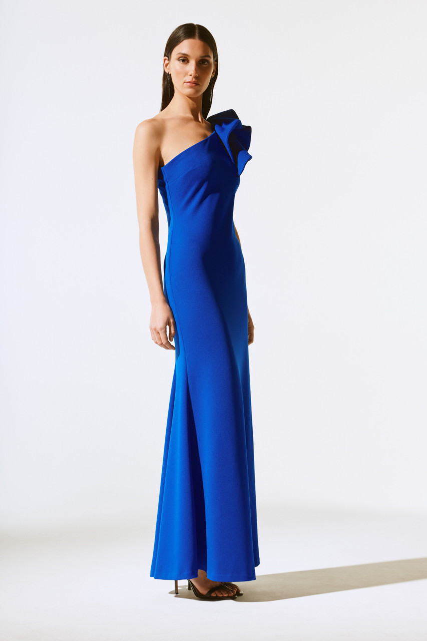 Joseph Ribkoff Scuba Crepe One-Shoulder Gown (243746)