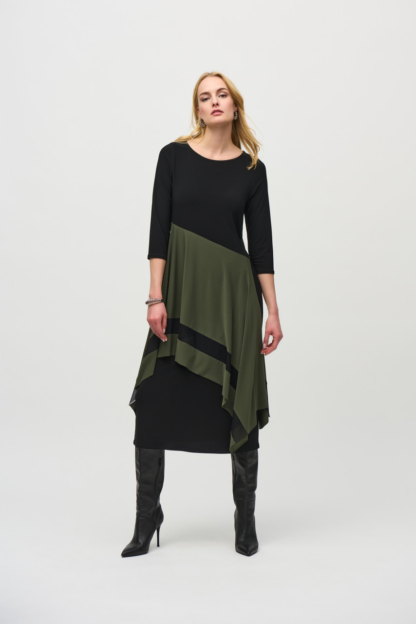 Joseph Ribkoff Silky Knit Colour Block Handkerchief Dress(244186)