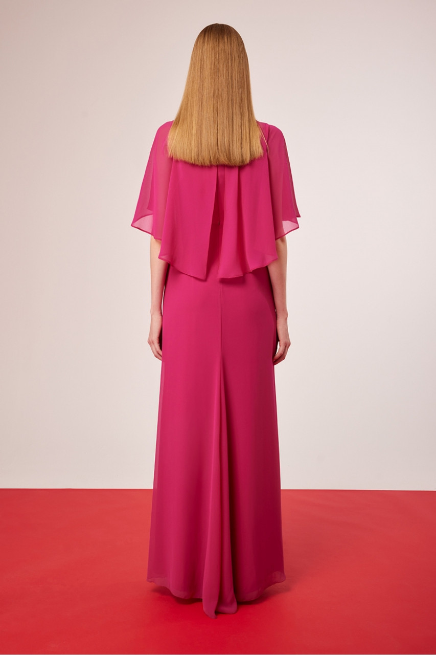 【n.さま】 ritsuko karita formal cape dress Carla Ruiz Long Chiffon Dress With Cape (51633)