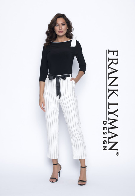 Frank Lyman cream/black stripe trousers (186469)