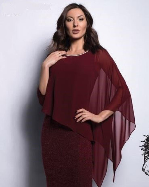 Frank Lyman Sheer Rhinestone Trim At Neckline Shawl (209296) Frank Lyman Sheer Rhinestone Trim At Neckline Shawl (209296)