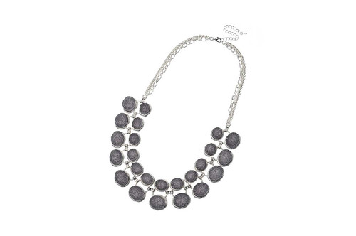 Mcn27104-5 Dark Grey Moon Rock Style Necklace ()