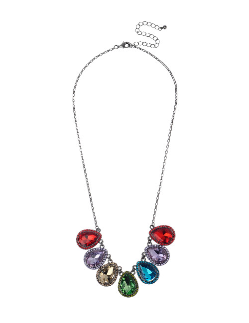Gn190335-5 Multi Coloured Stone Teardrop Shape Necklace () Gn190335-5 Multi Coloured Stone Teardrop Shape Necklace ()