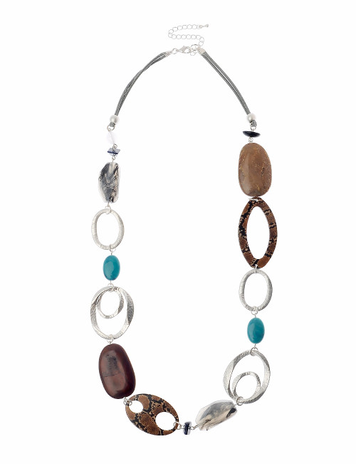 Gn190821-1 75Cm + 8Cms Silver And Multi Coloured Bead Necklace () Gn190821-1 75Cm + 8Cms Silver And Multi Coloured Bead Necklace ()
