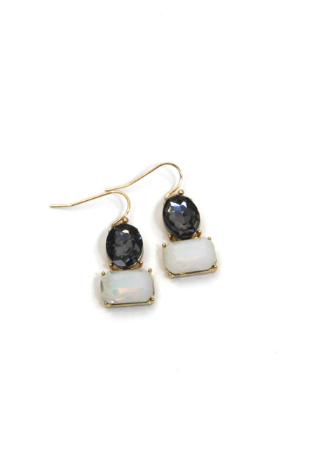 Gold Earrings With Brown And White Stones (1552/E/C) Gold Earrings With Brown And White Stones (1552/E/C)