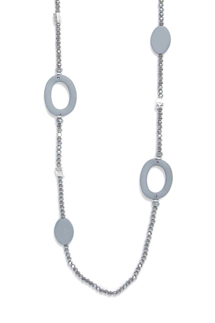 Crystal Bead Necklace With Grey Oval Pendants (1433/GR/N/G) Crystal Bead Necklace With Grey Oval Pendants (1433/GR/N/G)