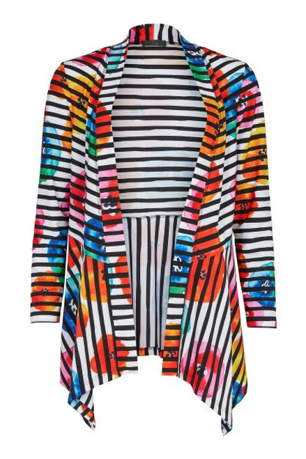 Tia Black Stripe And Bold Colour Flower Print Jacket (77176 7702)