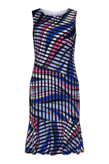 Tia Geometric Dress (78488 7561). Tia Sleeveless Geometrical print dress,sleevless dress with A line short skirt. very flaterring dress and ideal for a petite lady.