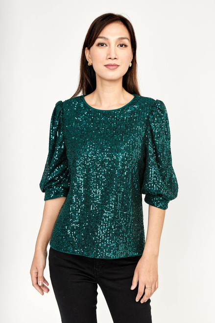 Frank Lyman Emerald Sequin Top (239813U)