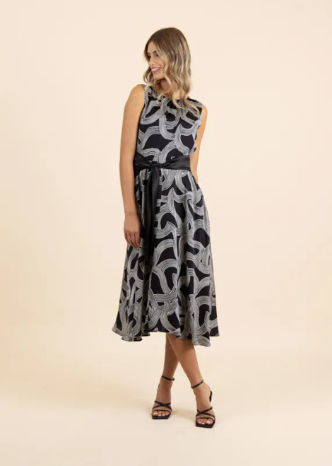 Fee G Pleat neck dress with soft skirt (7290/148)