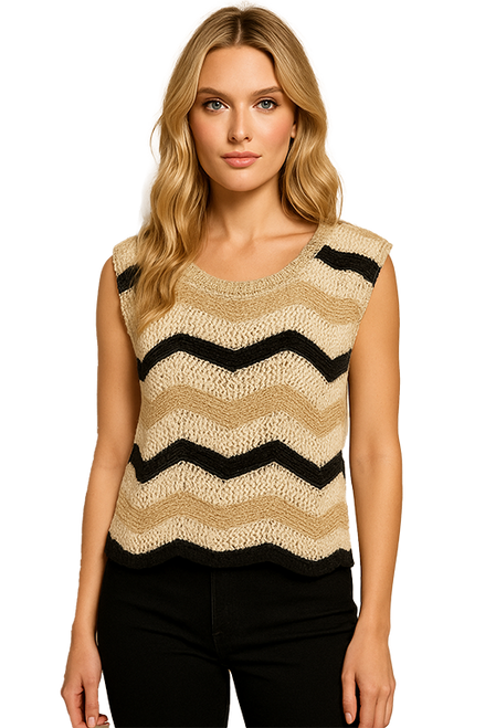 Orly sleeveless cream/multi striped top (261265)