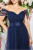 Powder Blue Prom Evening Dress With Sheer Shoulders And Satin Ribbon Belt  (DR3322)
