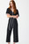 A vintage design with a contemporary twist, this jumpsuit is the epitome of feminine chic. This scuba crepe garment features an elegant V-shaped neckline complemented by charming butterfly sleeves. The sleek belt tied at the waist defines the silhouette to perfection while the wide culotte leg creates graceful movements with each