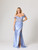 Tiffany's prom dress (Gia). Off the shoulder, fitted, long dress with a side split. Corset top with sequins. This dress has a zip at the back. Available in colours Lavender, Rose, Sage, Wine. Available in sizes 0-30.