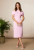 Fee G Pink Midi Dress (852B/106). The Phoebe Dress is a striking midi silhouette defined by an off-the-shoulder bow detail that commands attention. Contrast beading delicately embellishes the design, delivering a luxe, tactile finish to this style. Perfect for any wedding or summer occasion.