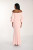 Frank Lyman Petal Off Shoulder Long Dress (268117). Stylish off the shoulder, long fishtail skirt in soft pink.

Flattering side rushed detail and 3/4 bell sleeves with a rose finish